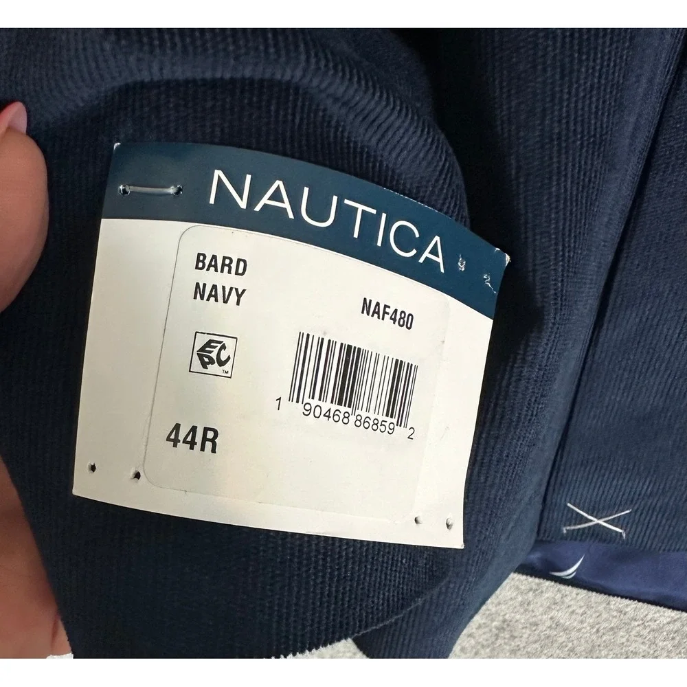 NWT Nautica Blazer 44R Modern Fit Navy Corduroy Elbow Patch Active Stretch